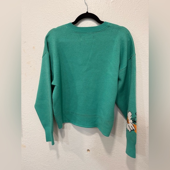 Anthropologie Maeve The Sonal Nathwani Camryn Cropped Crewneck Sweater Green - Picture 5 of 8